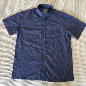 Kahala Aloha Vintage Navy with Palm Trees Casual Button Down Shirt